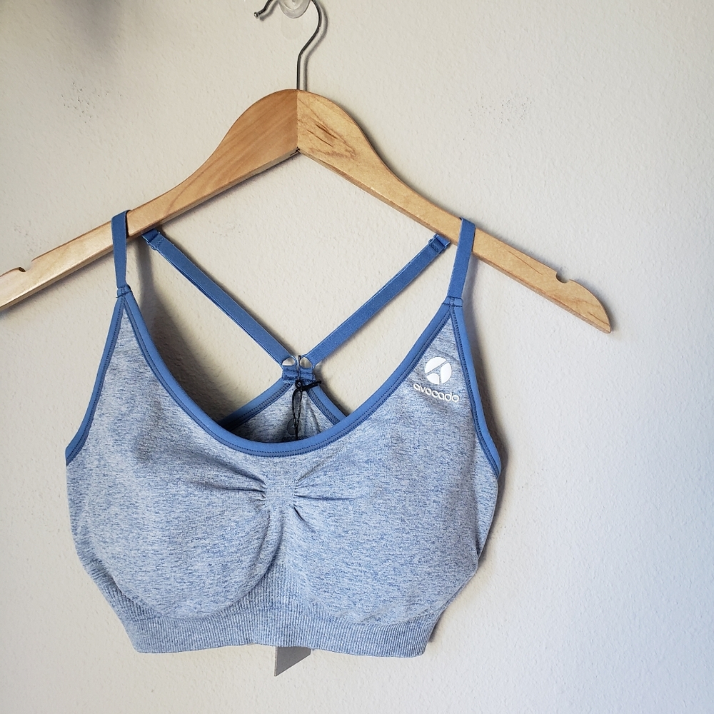 Avocado | Blue Moisture Wicking Light-Medium Support Sports Bra - Picture 9 of 9